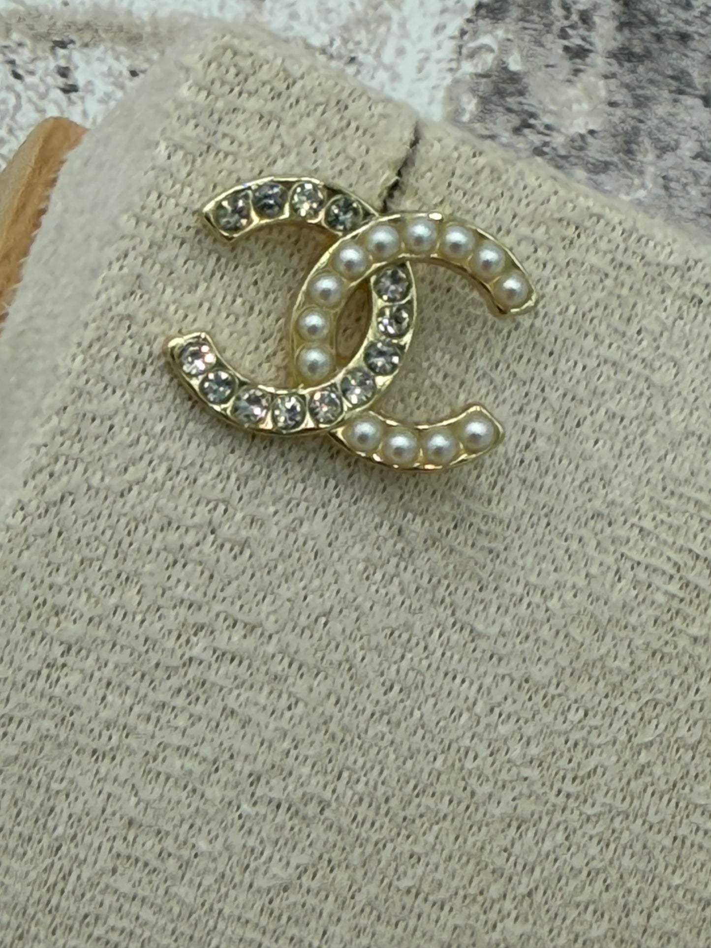 Up-cycled Gold Pearl/Crystal Earrings