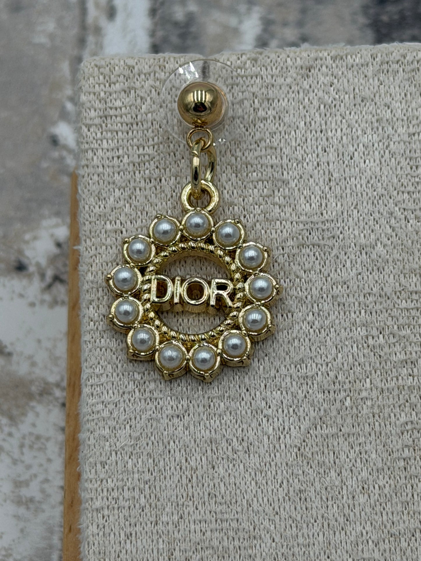 Upcycled Gold Toned CD Pearl Earrings