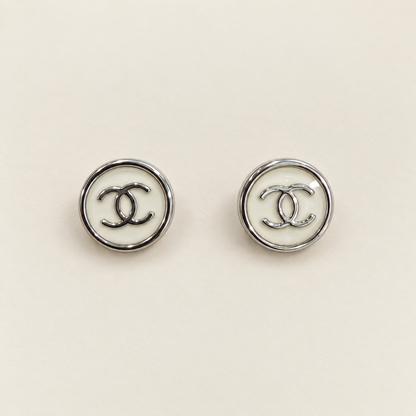 Up-cycled White and Silver Earrings