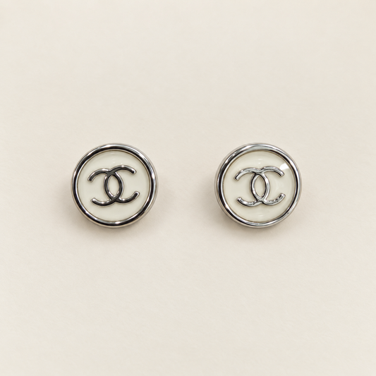 Up-cycled White and Silver Earrings