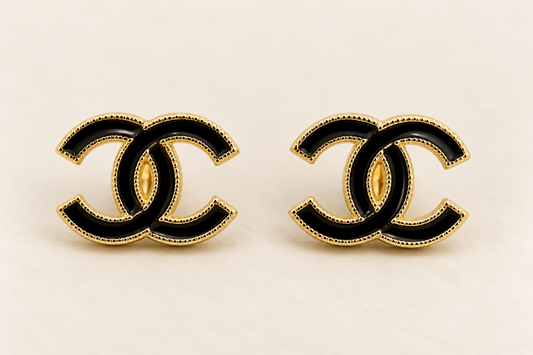 Up-cycled Black and Gold Earrings