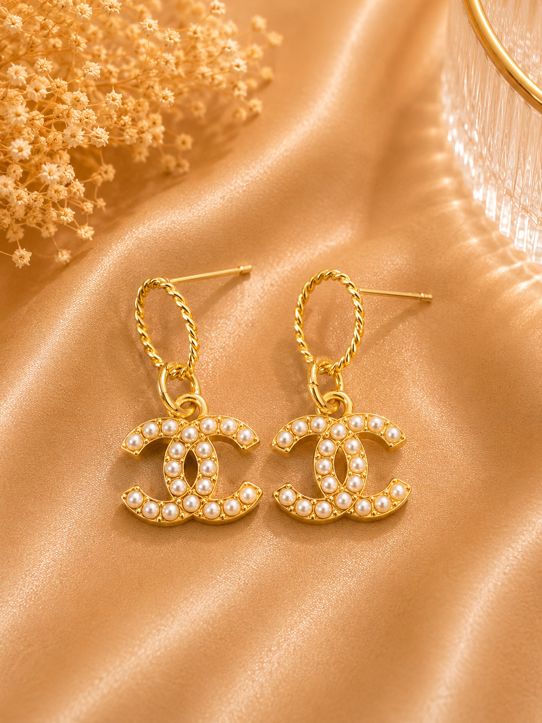 Up-cycled Gold Pearl Earrings