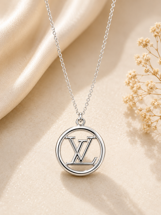 D36 - Upcycled LV Circle Silver Necklace