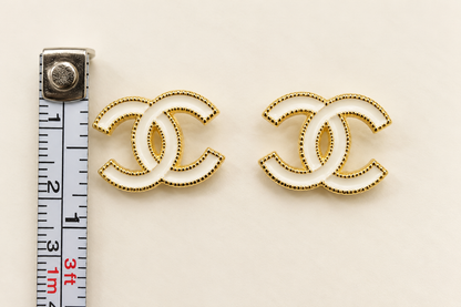 Up-cycled White and Gold Earrings