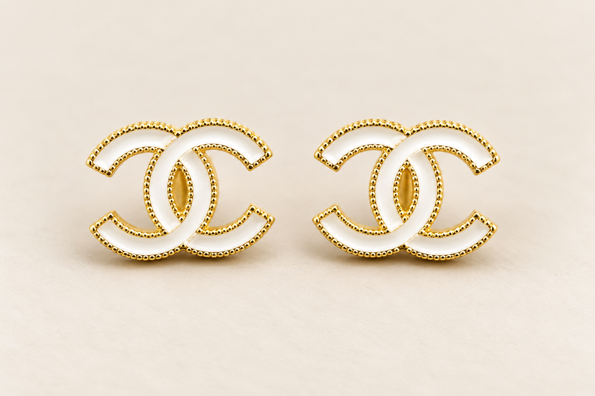 Up-cycled White and Gold Earrings