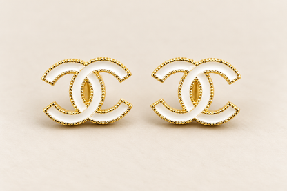 Up-cycled White and Gold Earrings