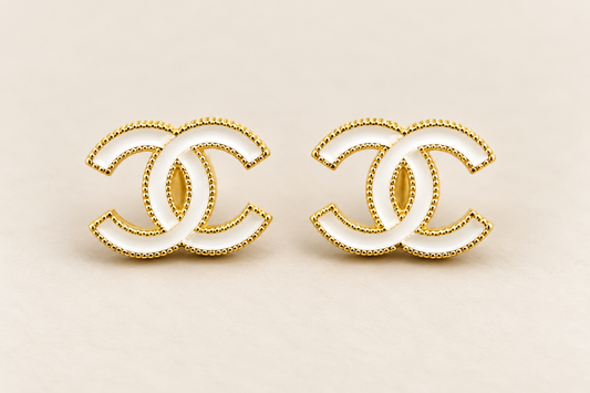 Up-cycled White and Gold Earrings