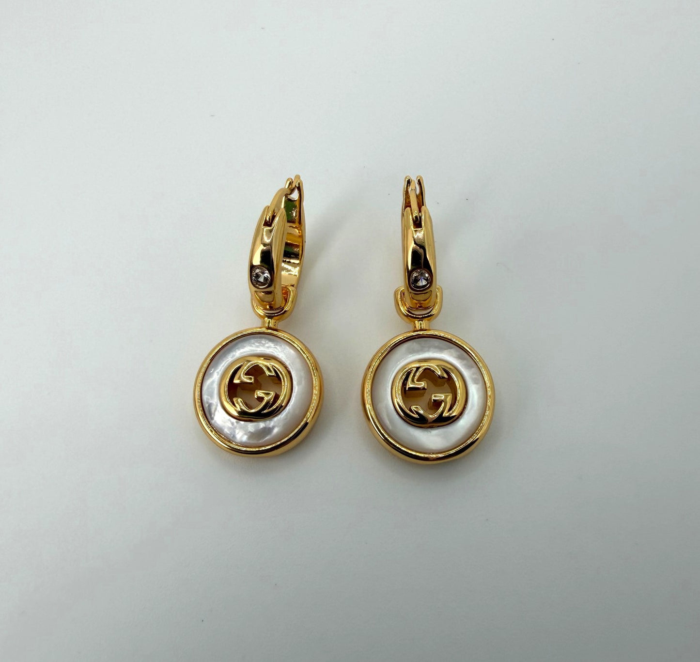 Upcycled Pearlescent Hoop Drop Earrings (18mm)