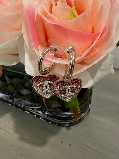A10 - Upcycled CC Silver and Pink Ombre Huggie Earrings