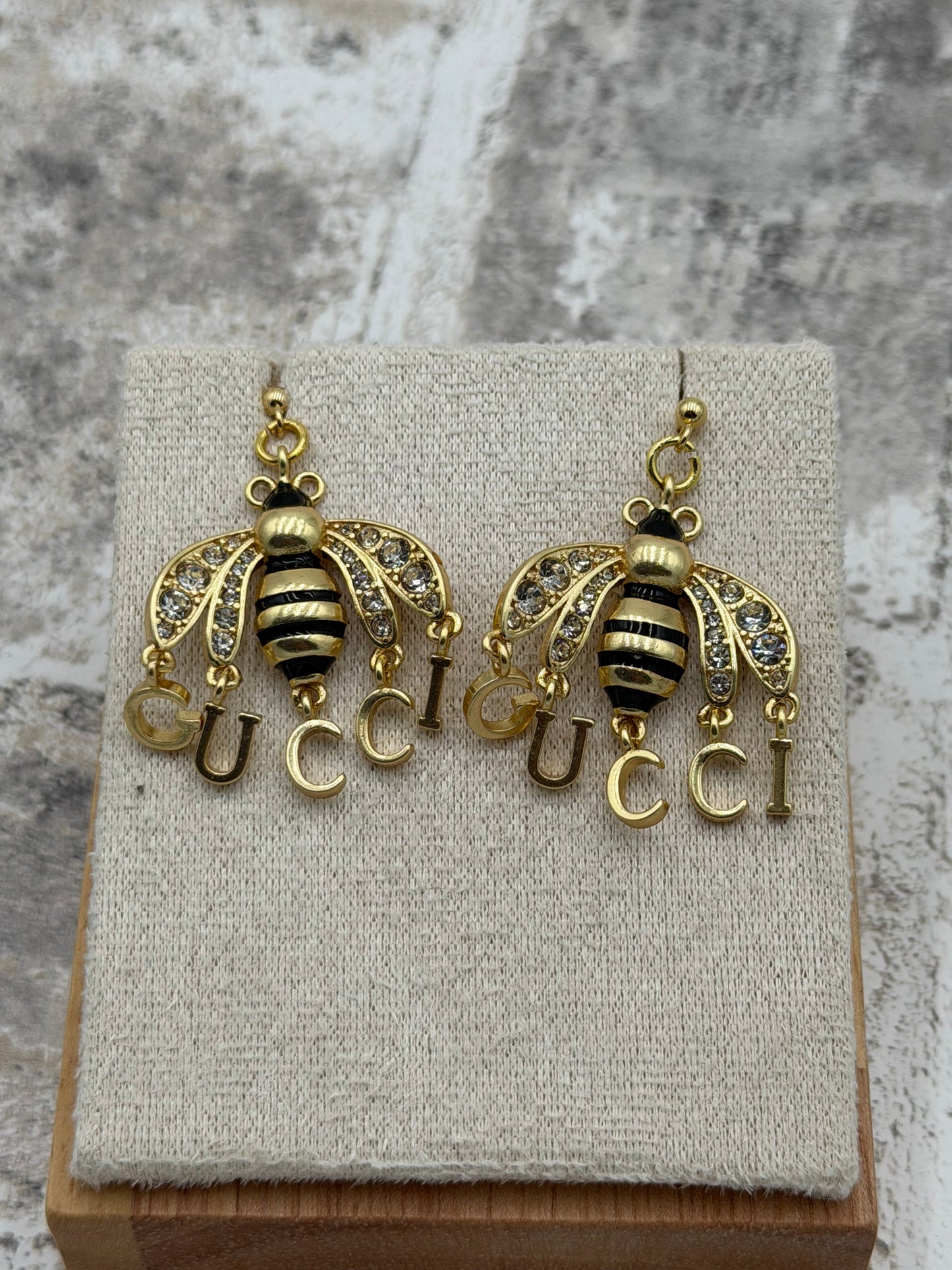 Upcycled Gucci Bee Dangle Earrings