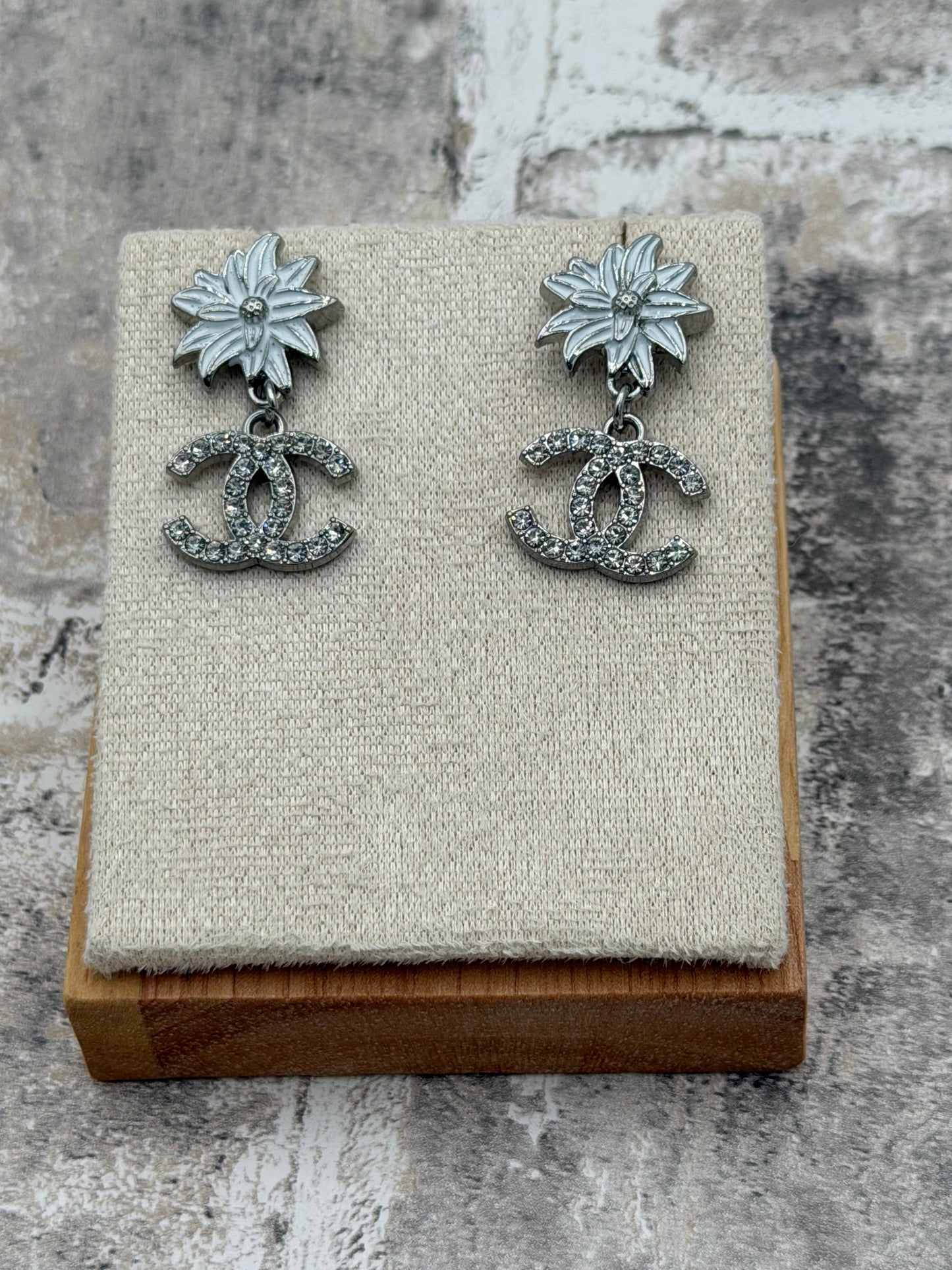 Upcycled Chanel Flower Earrings