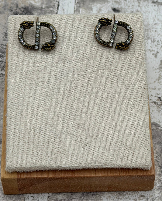 Upcycled CD Bronze earrings