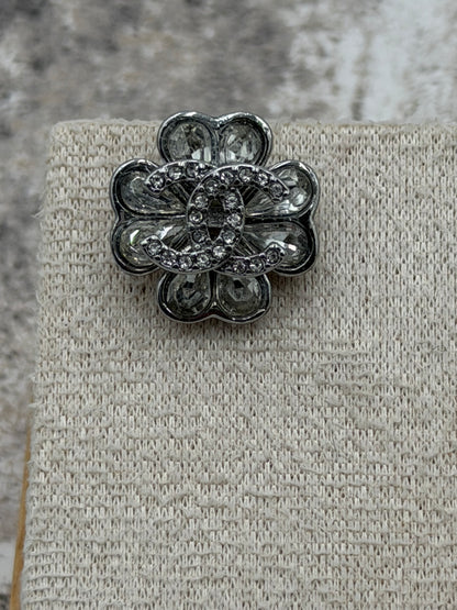 A05 - Upcycled CC Silver & Clear Rhinestone SOLDERED Clover Earrings