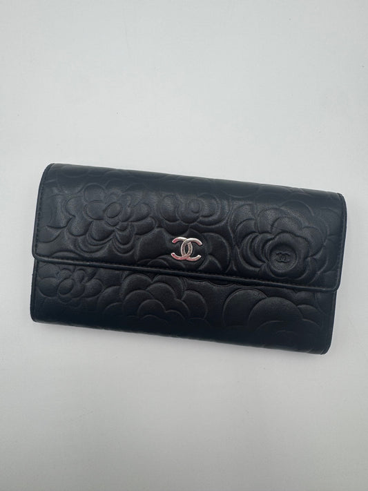 Chanel Camellia Embossed Large Flap Wallet