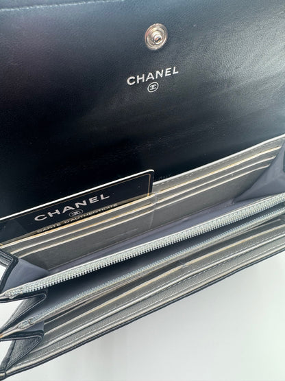 Chanel Camellia Embossed Large Flap Wallet
