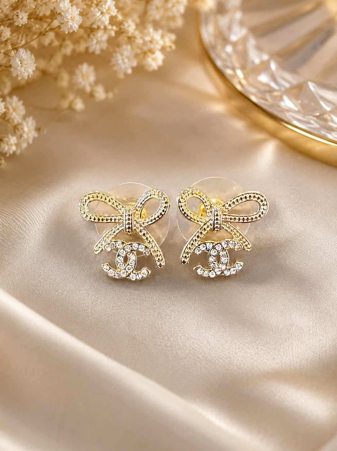 A25 - Upcycled CC Gold Bow Soldered Earrings